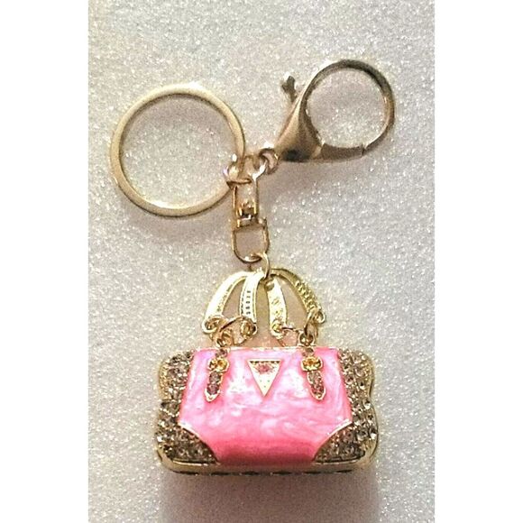 NWOT - Enamel Pink and Gold Tone Mini Handbag Purse Charms - Picture 2 of 16